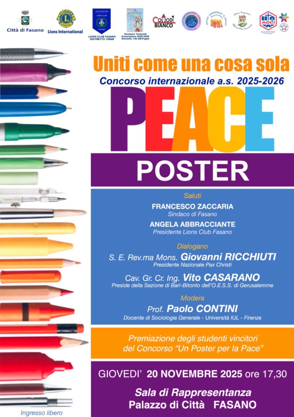 “Un poster per la pace”, il Lions Club premia i vincitori