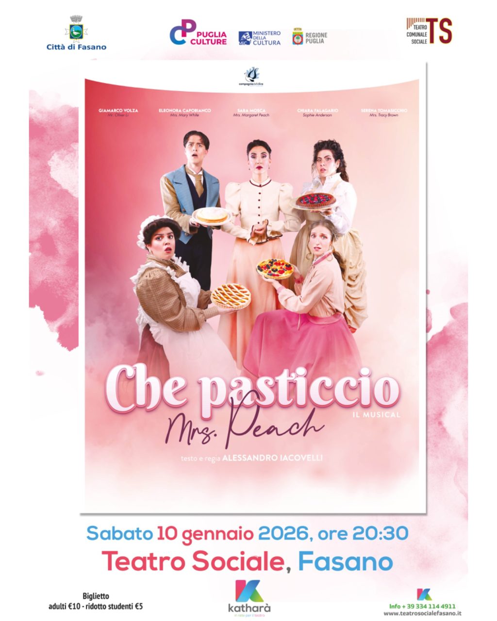 “Che pasticcio Mrs. Peach”, una brillante commedia musicale illuminerà il sabato sera del Teatro Sociale