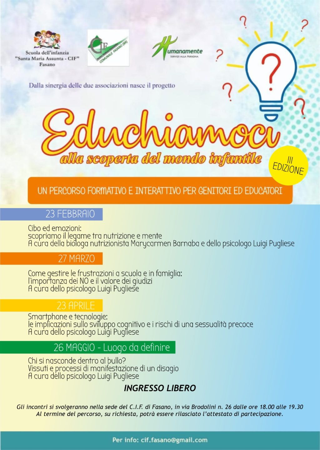 Ritorna “Educhiamoci – Alla scoperta del mondo infantile”