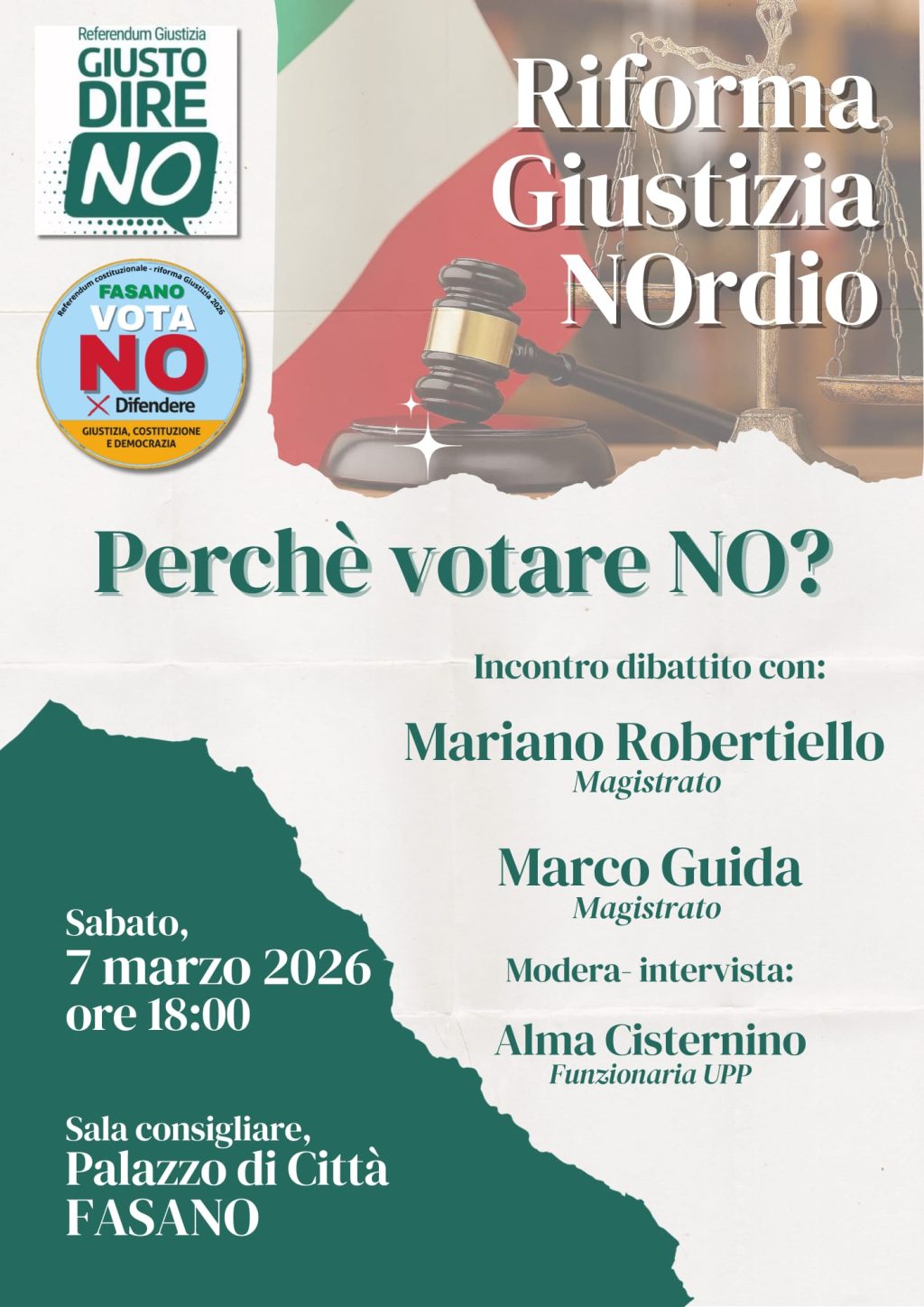 ”Perché votare No”: incontro pubblico sul referendum costituzionale
