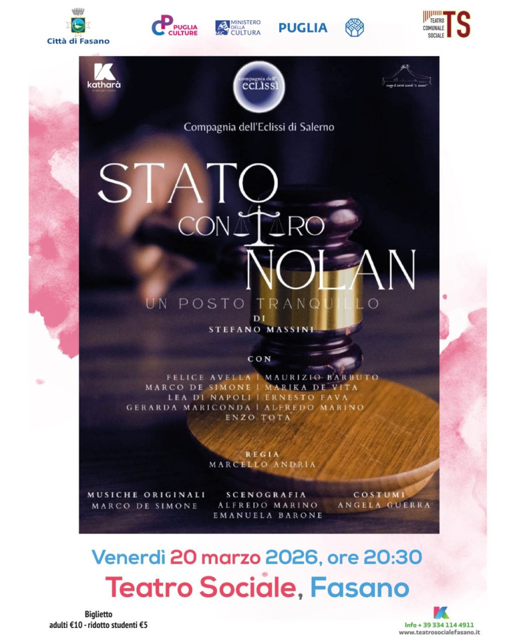 ”Stato contro Nolan”, in scena al Teatro Sociale il testo di Stefano Massini